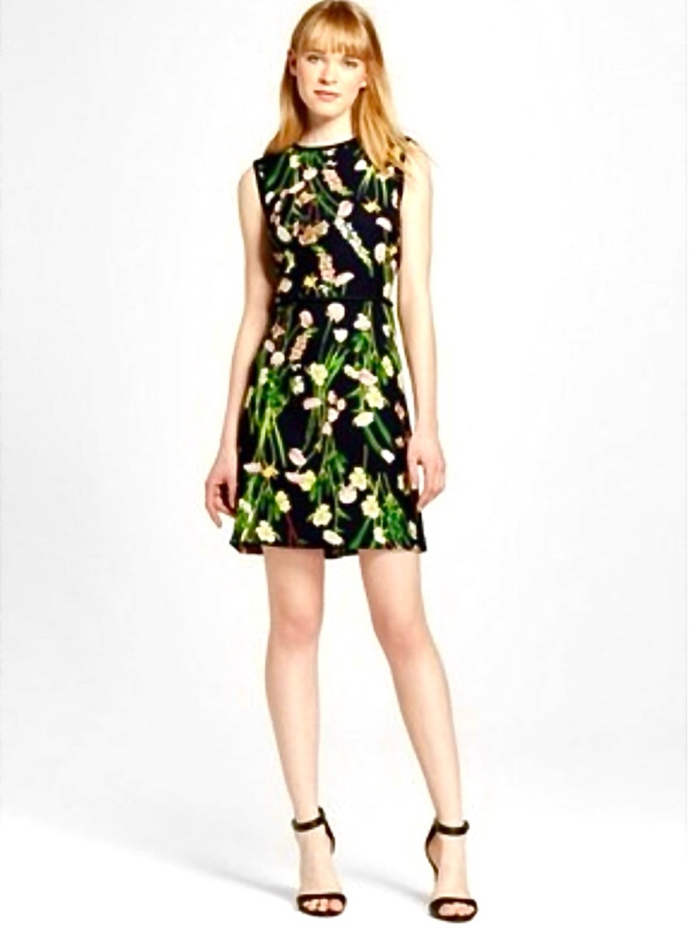 Victoria Beckham Women’s Black Floral Sleeveless Dress with Blooms Size S NWOT